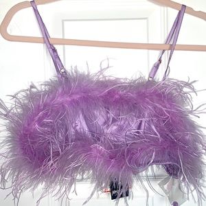 Purple feather crop top